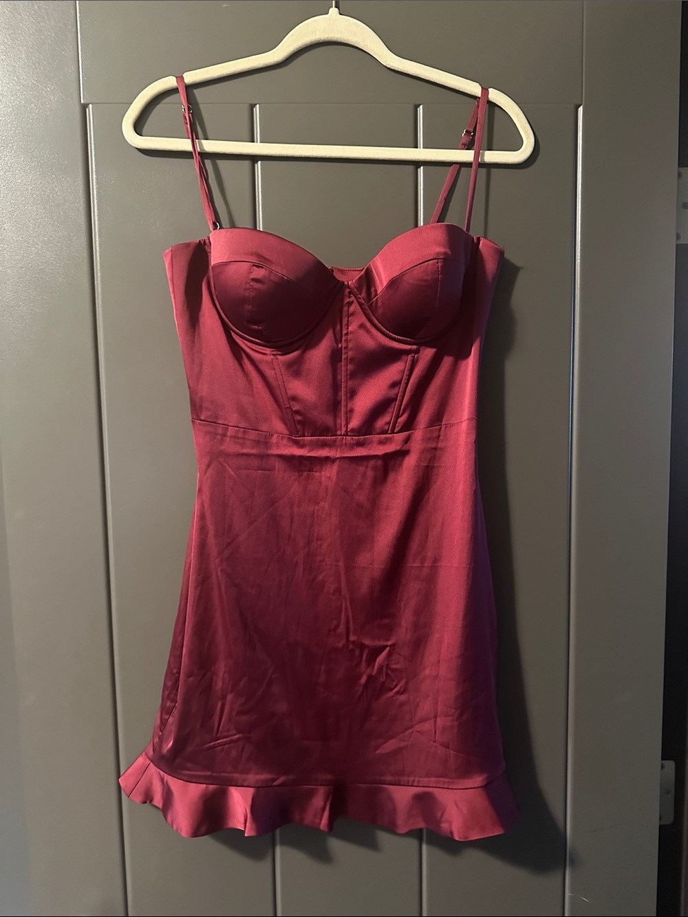 Burgundy Satin Corset Mini Dress - NWT